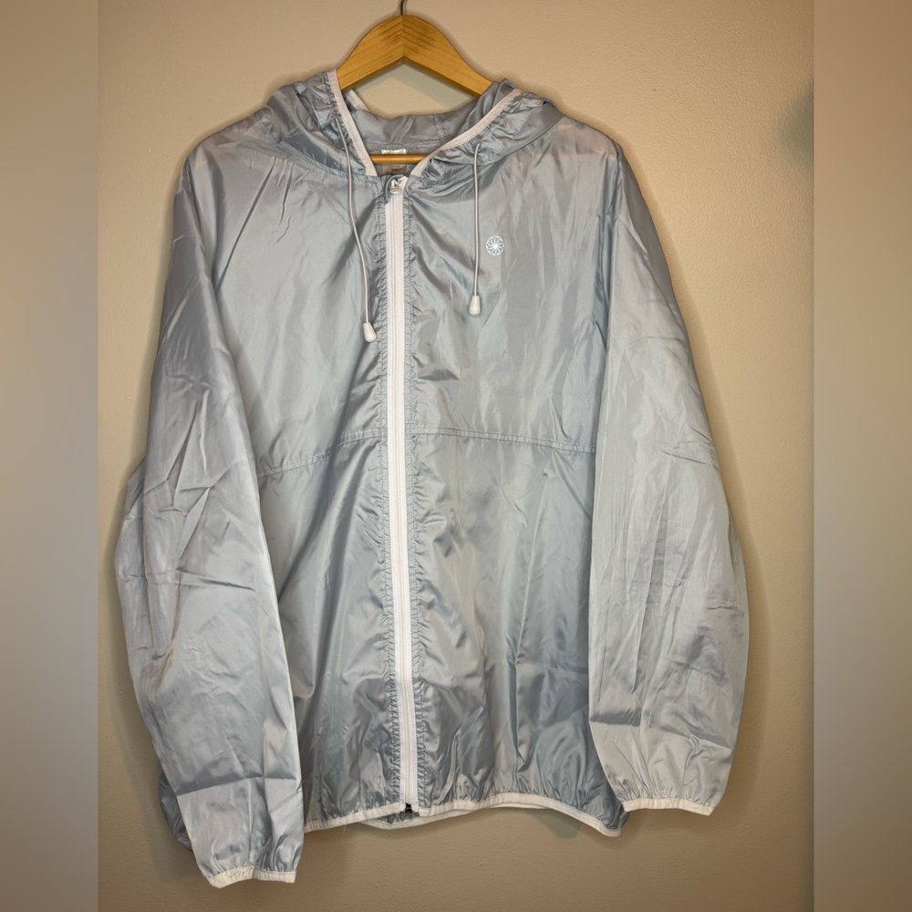 90 Degree by Reflex Packable Windbreaker Jacket Light Blue‎ Hooded 1X